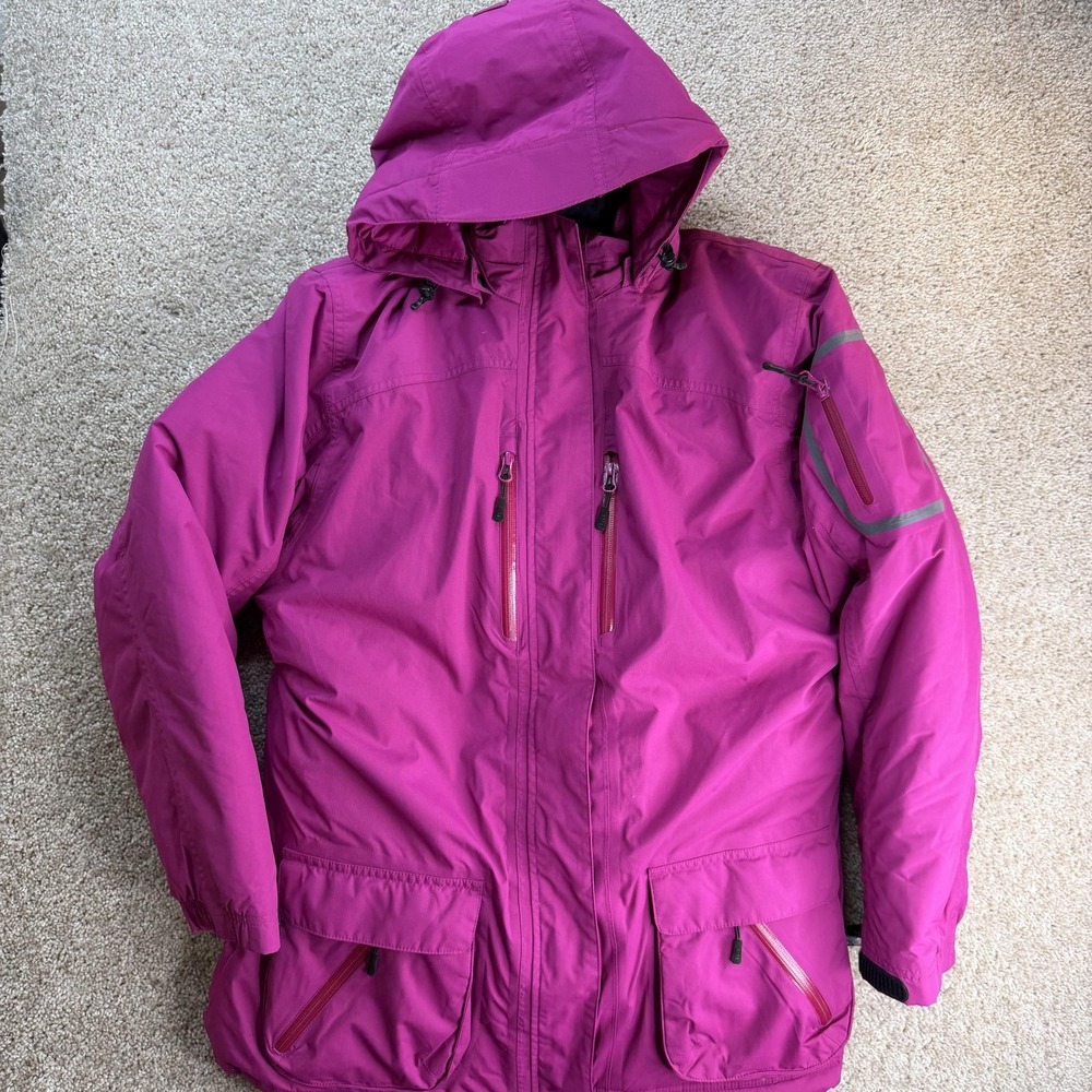 Lands' End Jacket Kids 14-16 Pink Hooded Down Parka Coat Winter Ski Puffer